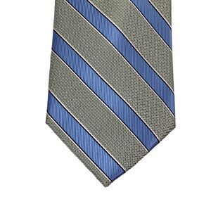 Club Room Mens Outlined Stripe Classic Neck Tie Blue Silver 3.25"
